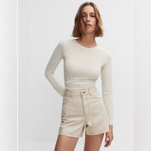 Mango Outlet MNG High Rise Denim Shorts sz US 10 / EUR 42 Sand